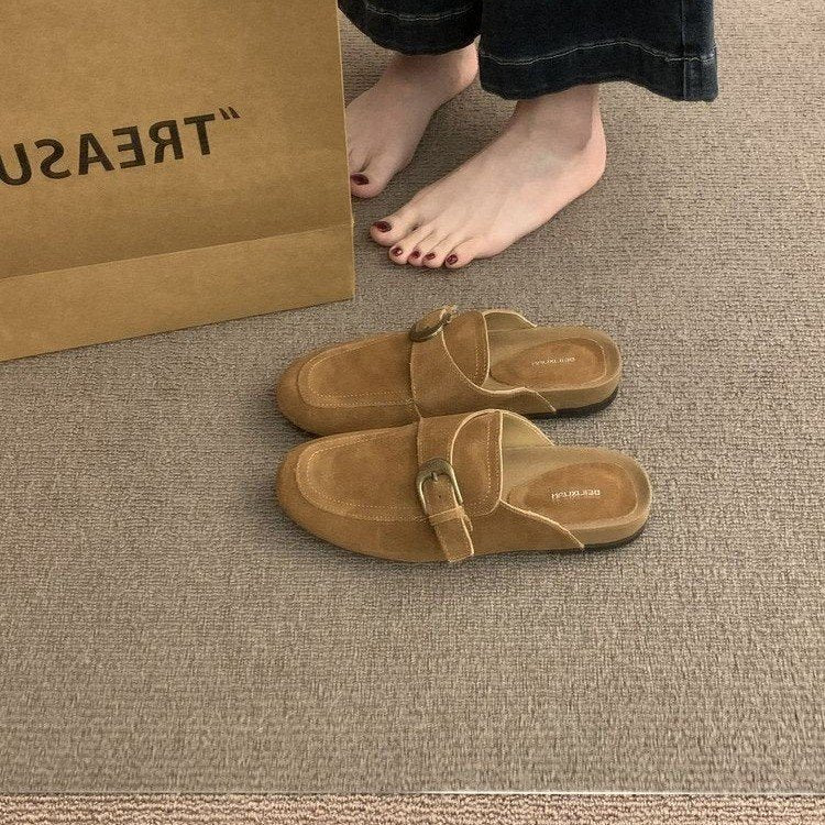 Slip-On Birkenstock Style Mules, French Retro Thick Sole Closed Toe Half Slippers, Casual Outdoor Shoes Aurélia