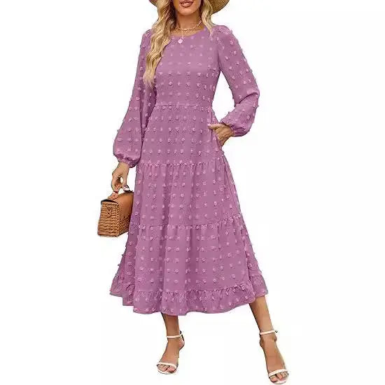 Round Neck Long Sleeve Dress Aurélia