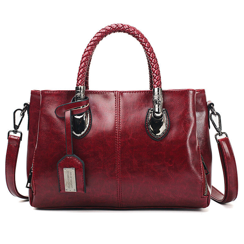Vintage Oil Wax Premium Leather Luxury Women Travel Handbag