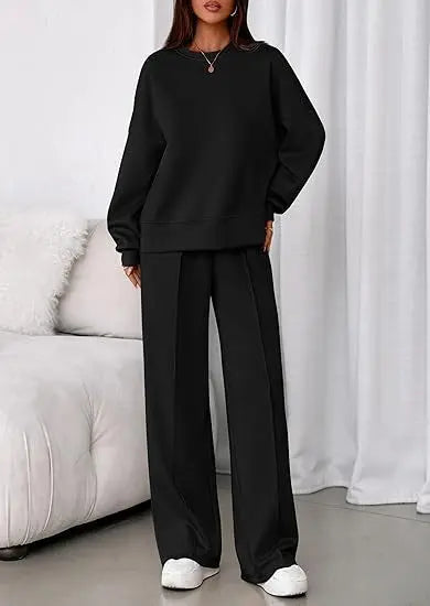 Long-sleeve And Straight Leg Pants Set Aurélia