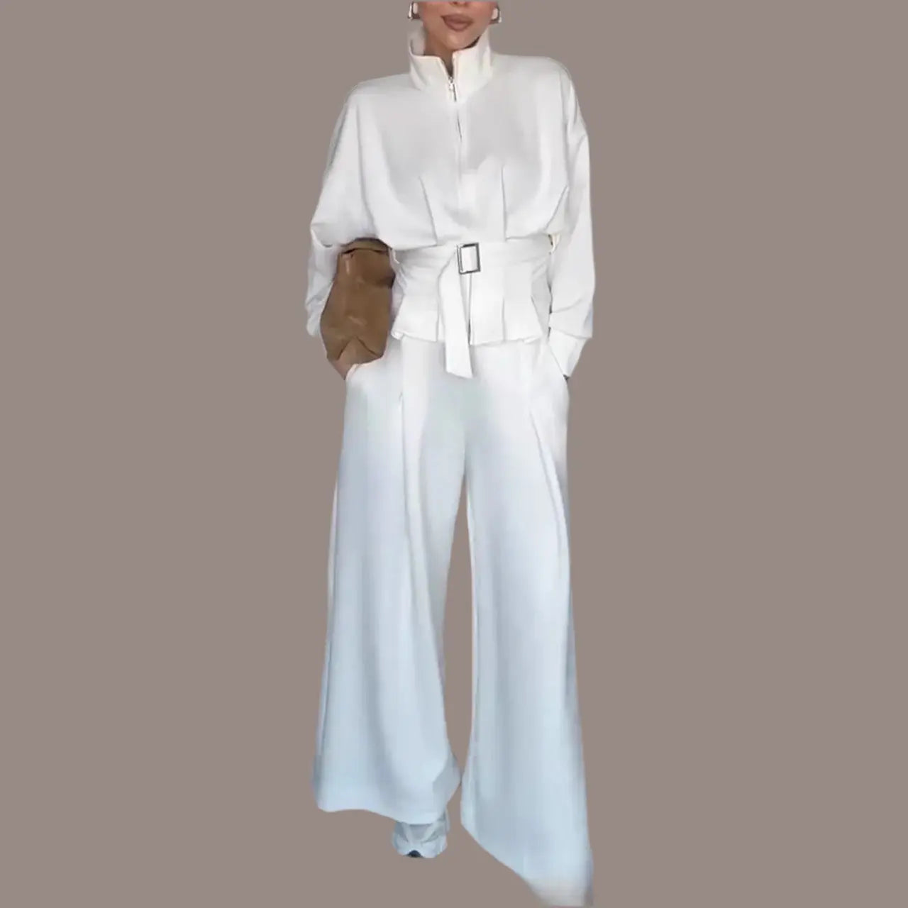 Zipper Jacket Wide-Leg Pants Suit Aurélia