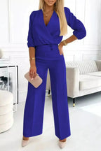 V-neck Top And Two-button Trousers 2-piece Suit Aurélia