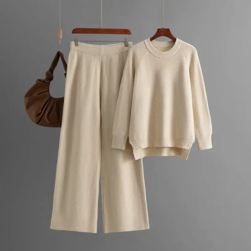 Knit Long Sleeves Top Wide-leg Pants 2pcs Sets Aurélia