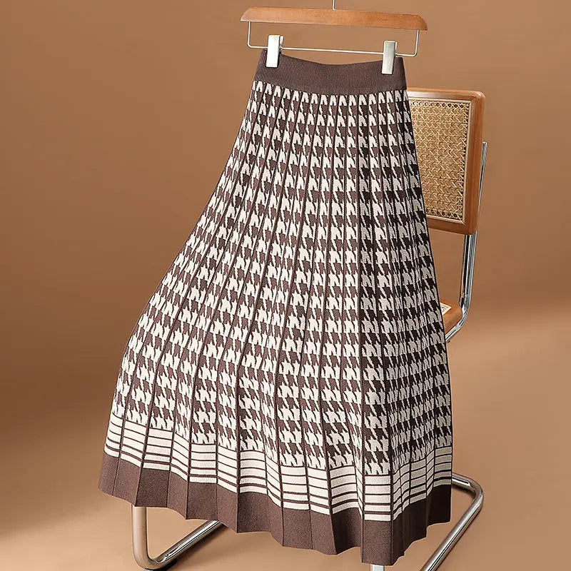 Houndstooth Knit Skirt Aurélia