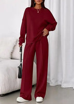 Long-sleeve And Straight Leg Pants Set Aurélia