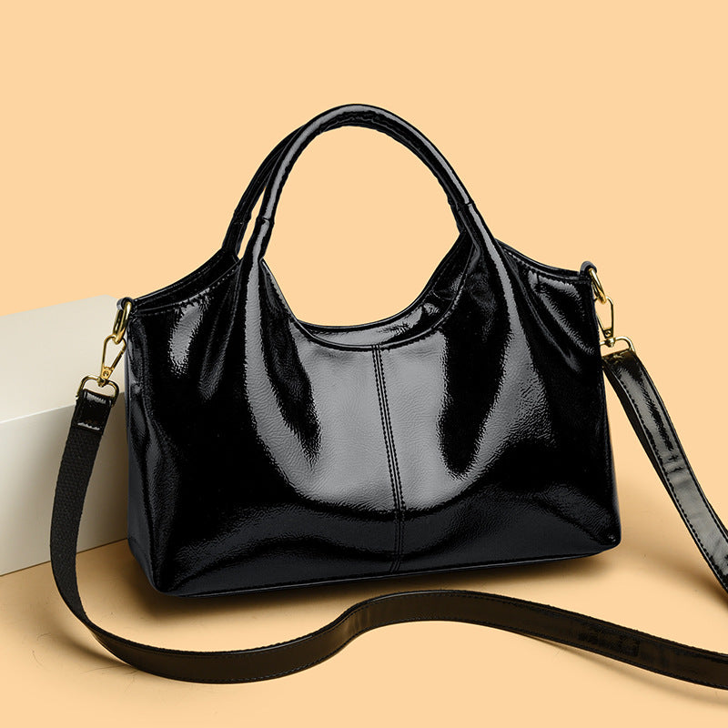 Premium Glossy Leather Trendy Commuter Bag