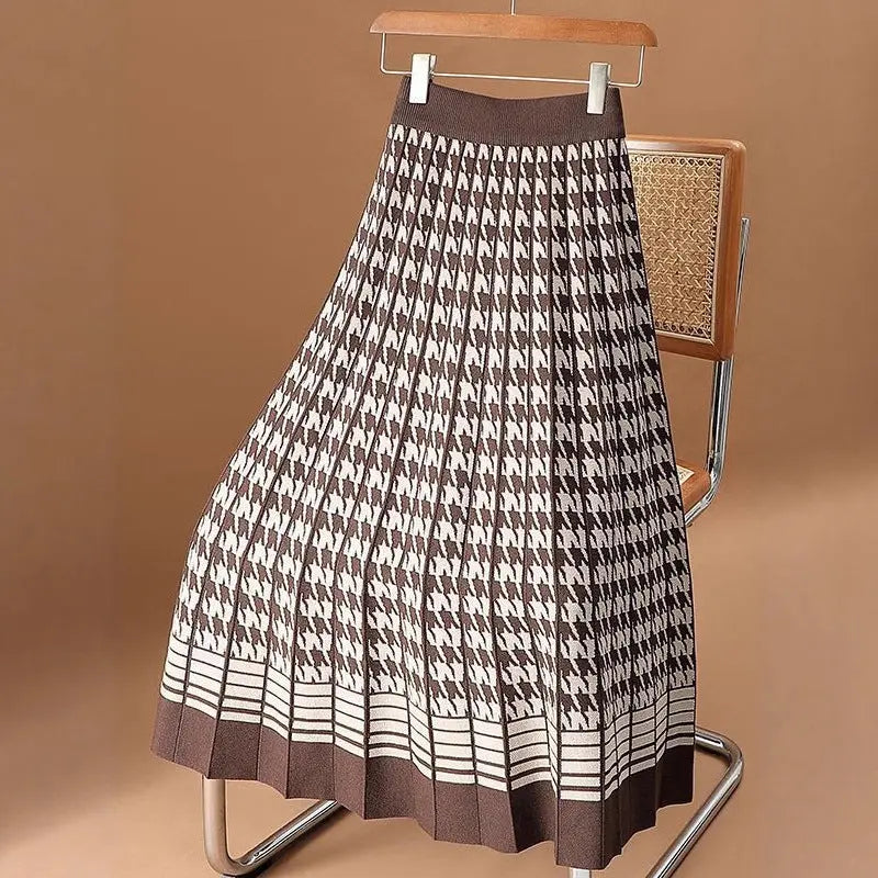 Houndstooth Knit Skirt Aurélia