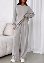 Long-sleeve And Straight Leg Pants Set Aurélia