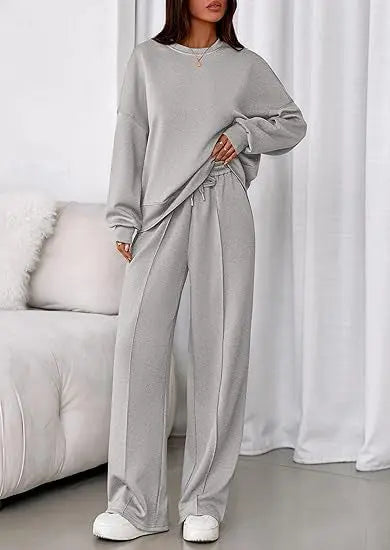 Long-sleeve And Straight Leg Pants Set Aurélia