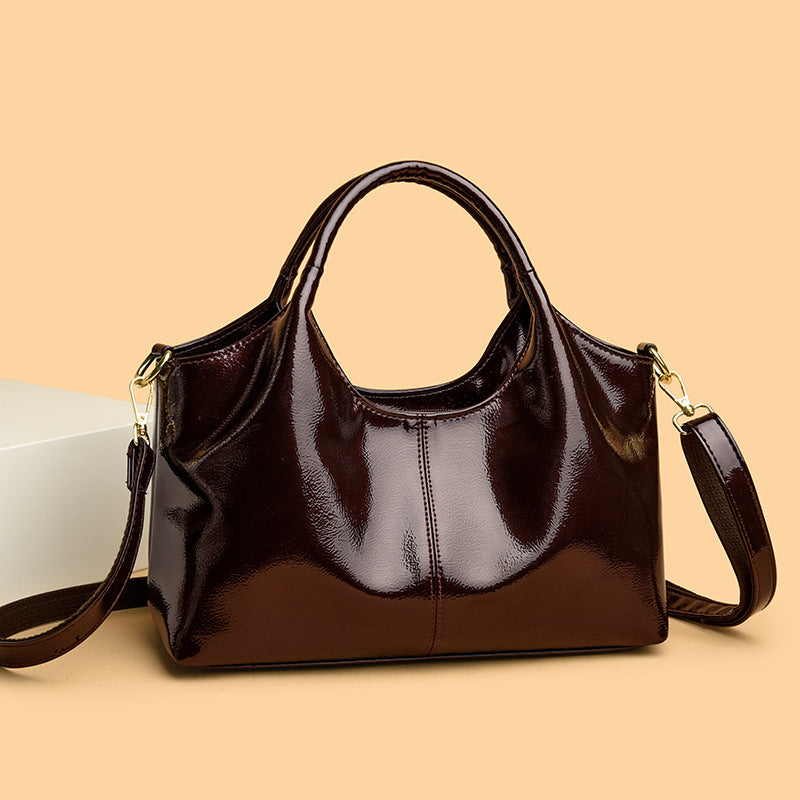 Premium Glossy Leather Trendy Commuter Bag