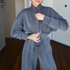 Zipper Jacket Wide-Leg Pants Suit Aurélia