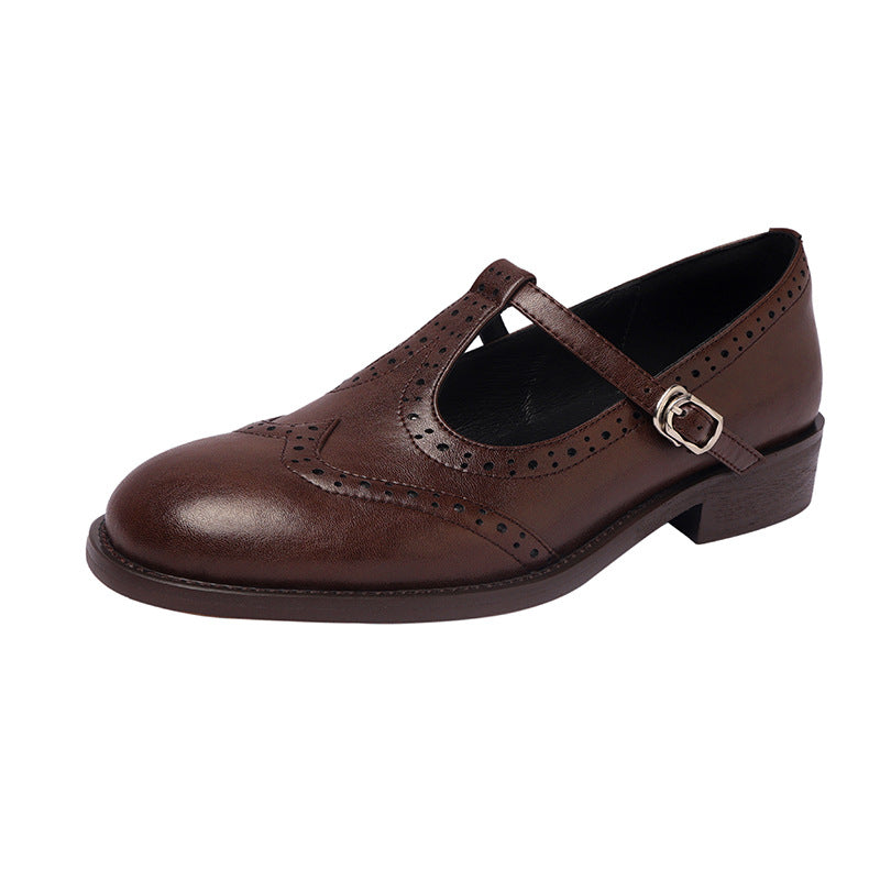 Retro Round Head T Shape Mary Jane Shoes Women Aurélia