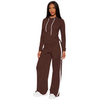 Color-Block Hooded Top And Straight Pants Set Aurélia