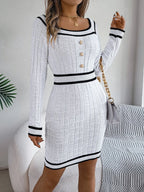 Square Neck Long Sleeve Sweater Dress Aurélia