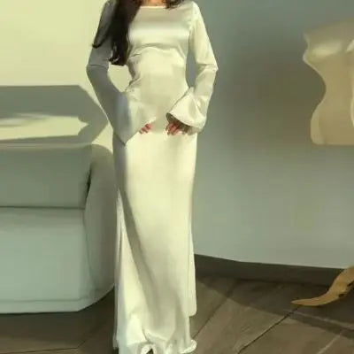 Silky-feel Elegant Off-shouder Dress Aurélia