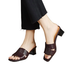 Block Heel, Classic Korean Style Open Toe Fashion Slides