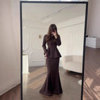 Retro Long-sleeved And High Waist Skirt Set Aurélia