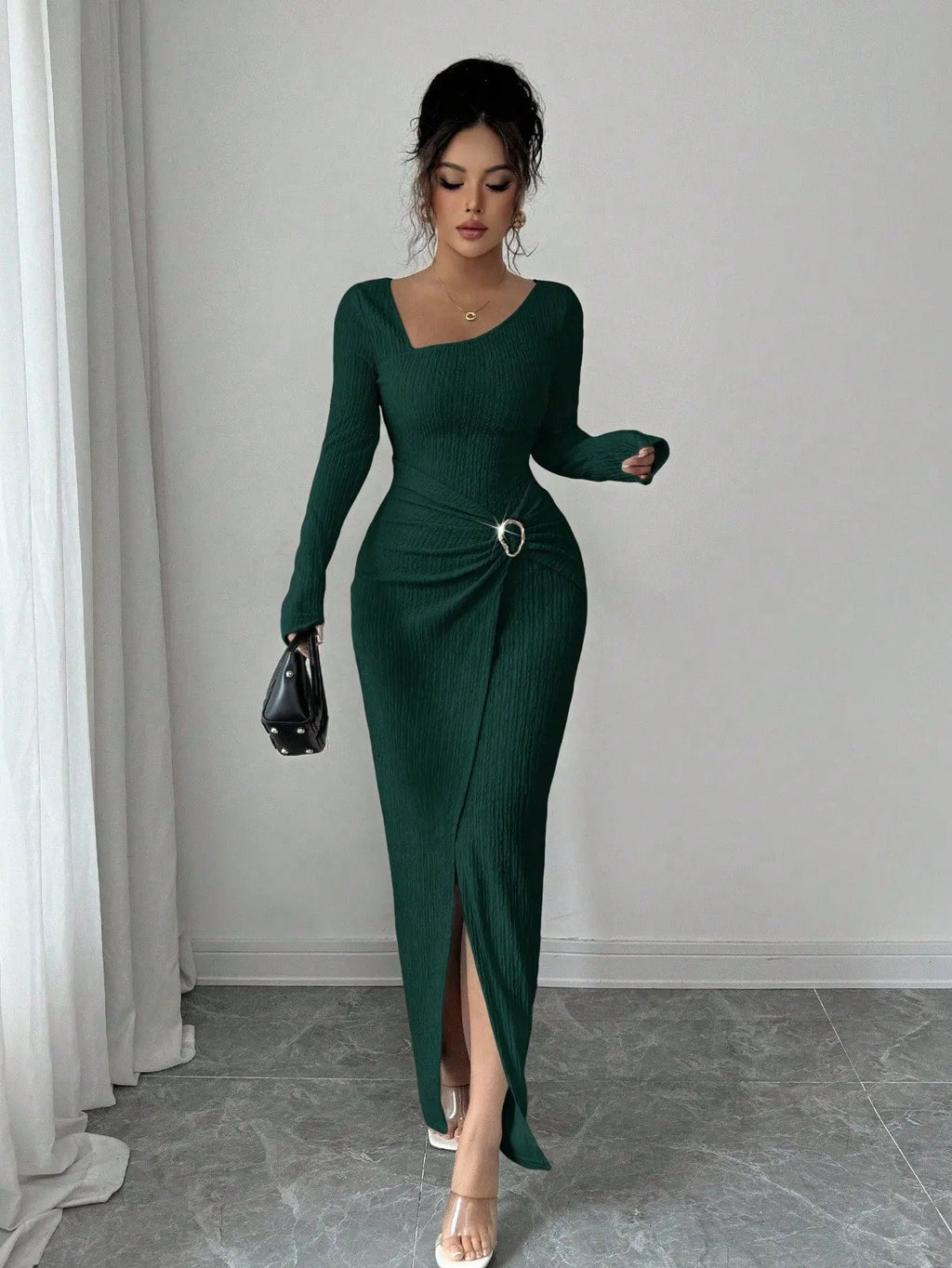 Knitted Texture Long Sleeve Dress Aurélia