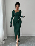Knitted Texture Long Sleeve Dress Aurélia