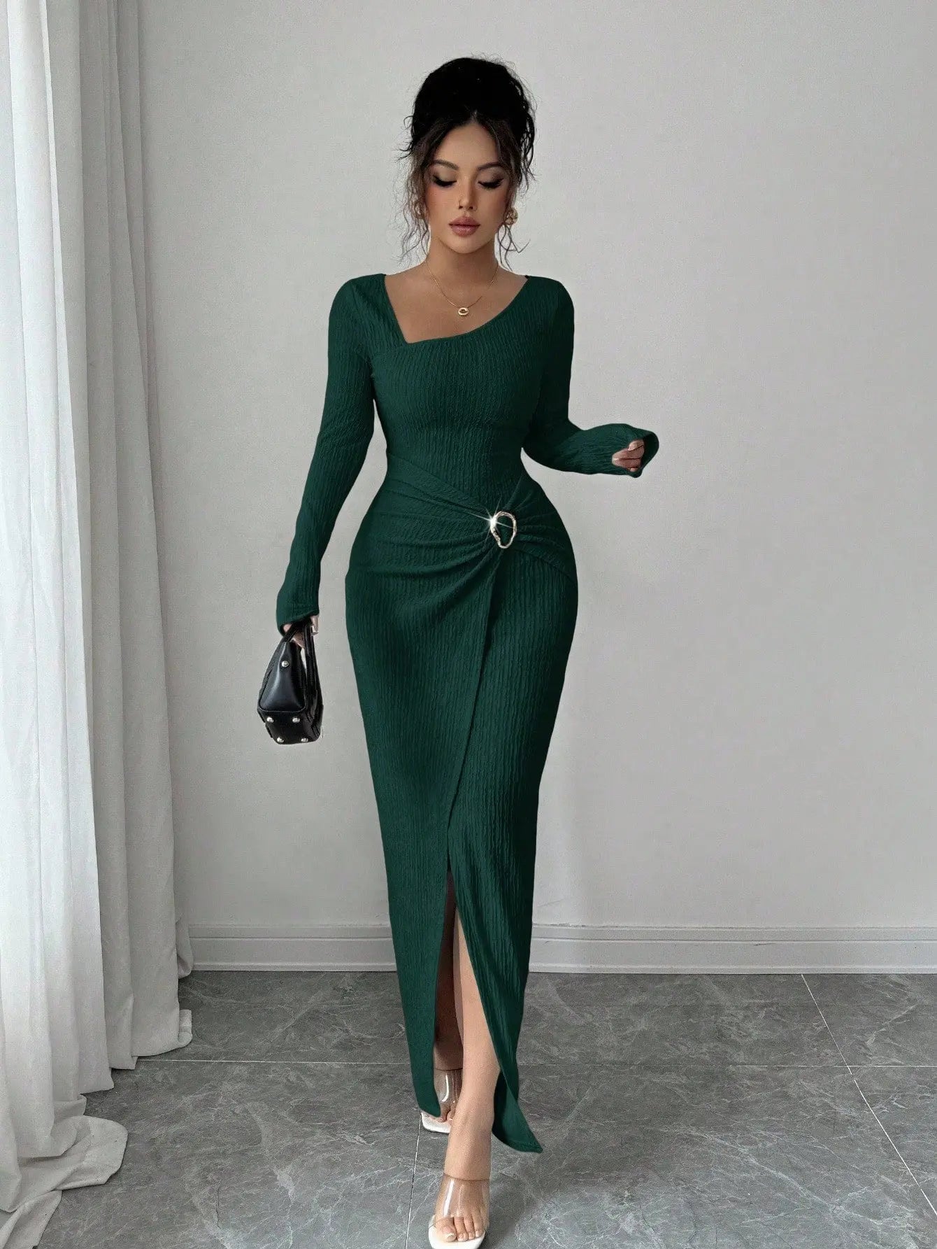 Knitted Texture Long Sleeve Dress Aurélia