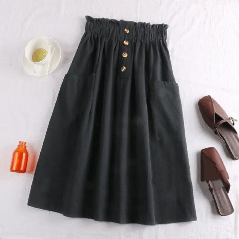 Cotton Linen Utility Skirt With Pockets Aurélia