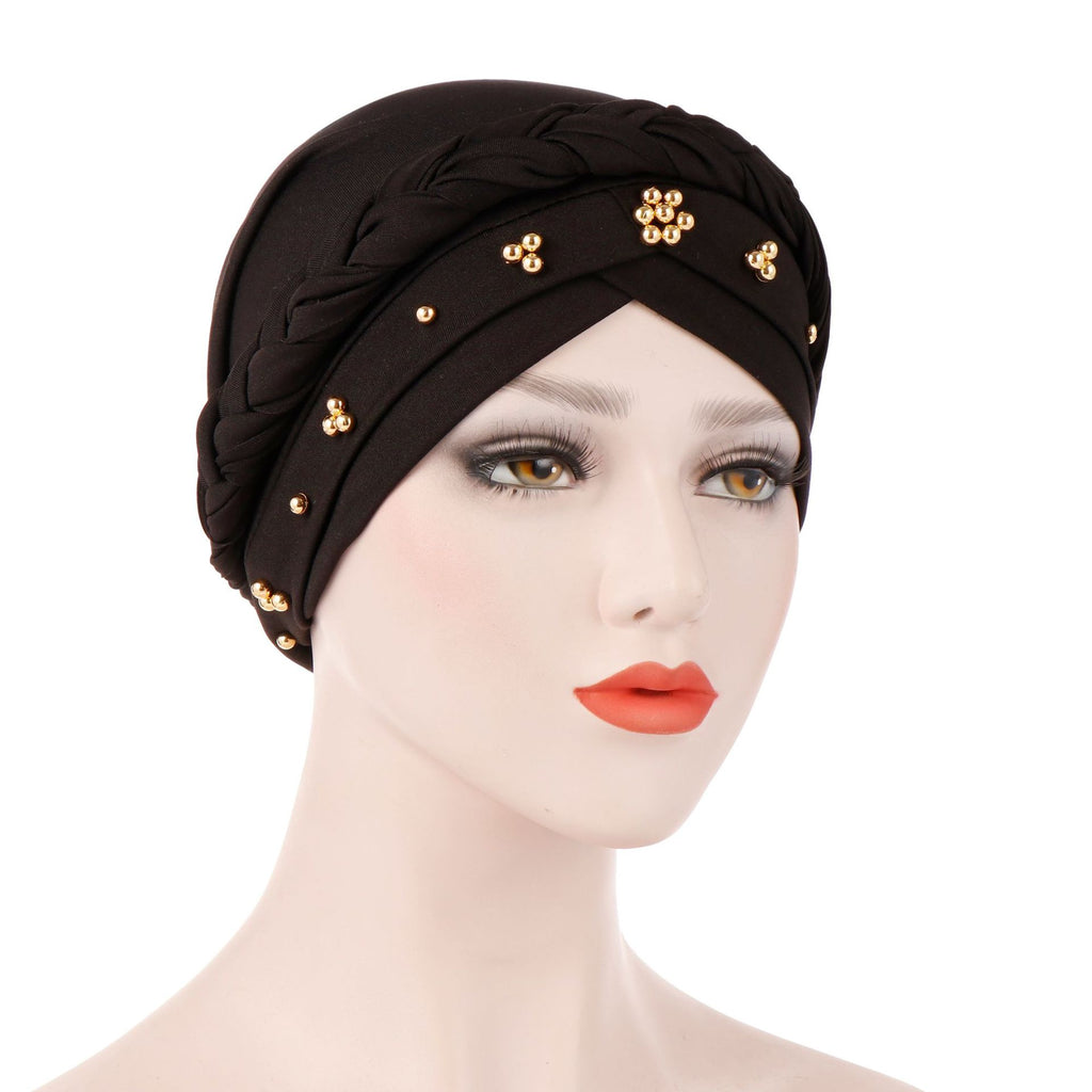 Milk silk Fascinator beaded Women turban