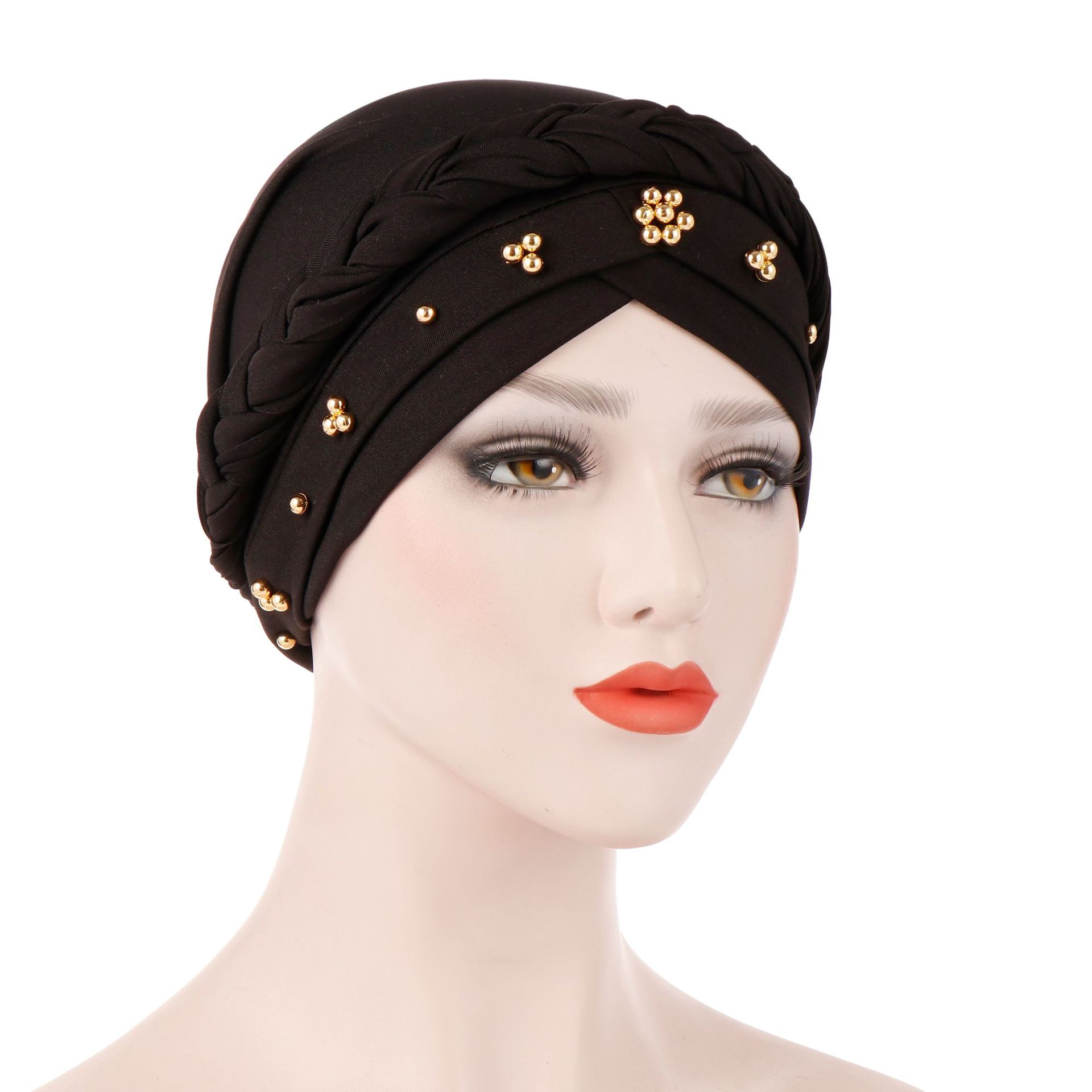 Milk silk Fascinator beaded Women turban