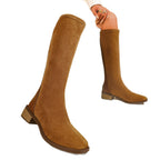 Soft Leather Simple Elegant Elastic Women's Autumn And Winter Flat High Boots Aurélia