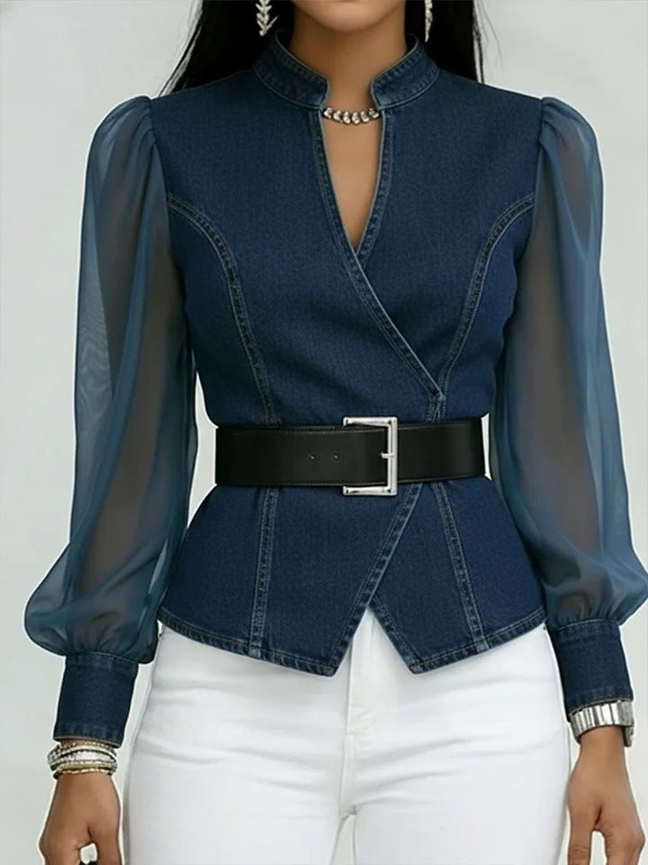 Denim Wrap Top Aurélia