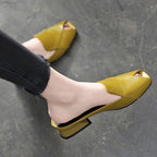 New Summer Women's Peep Toe Thick Heel Fashion Slippers, Soft Leather Outdoor Sandals Aurélia