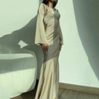 Silky-feel Elegant Off-shouder Dress Aurélia