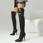 Pointed-toe Back-zip Stiletto-heel Over-the-knee Patent Leather Boots Aurélia