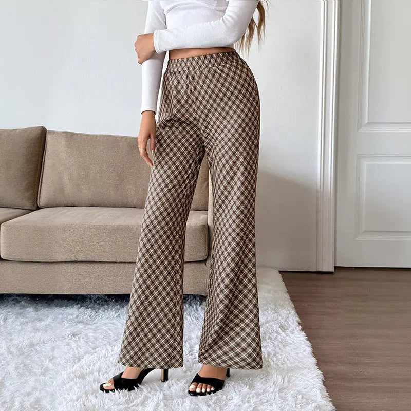 Plaid Slightly High Waist Trousers Aurélia