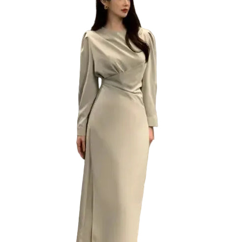 Pleated Long Sleeve Dress Aurélia