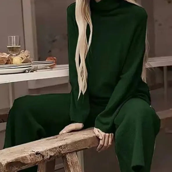 High Neck Sweater And Ankle Length Pant 2-pcs Suits Knitted Aurélia
