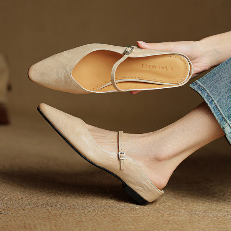 Women's Closed Toe Cowhide Summer Slippers Aurélia