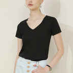 V-neck Short-sleeve Top -100% Cotton Aurélia