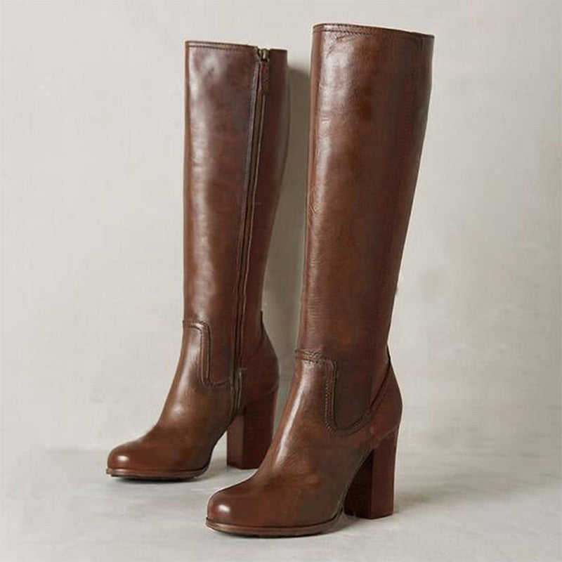 Womens Stylish Plus-size Boots With A Side Zipper And Chunky High Heel Aurélia