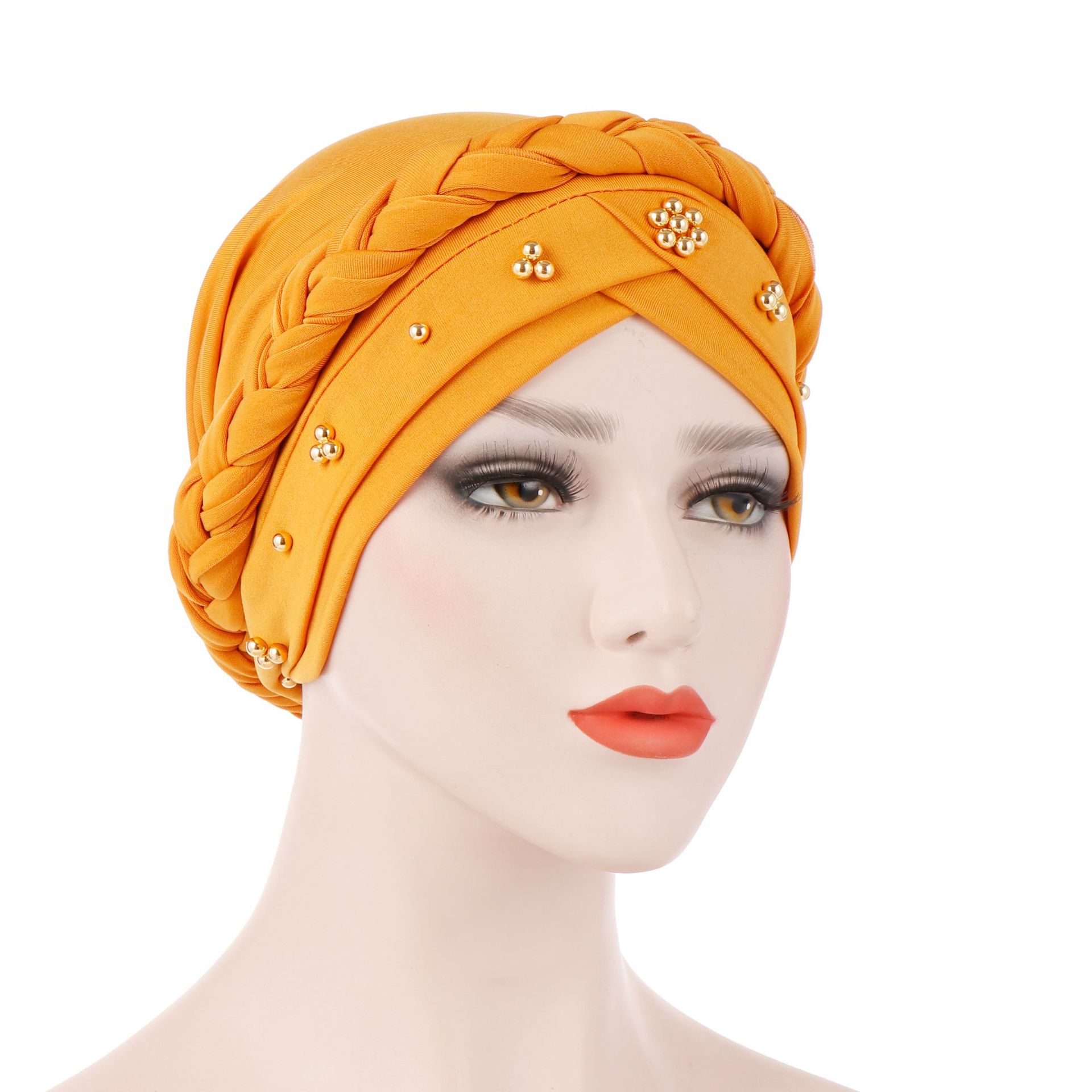Milk silk Fascinator beaded Women turban