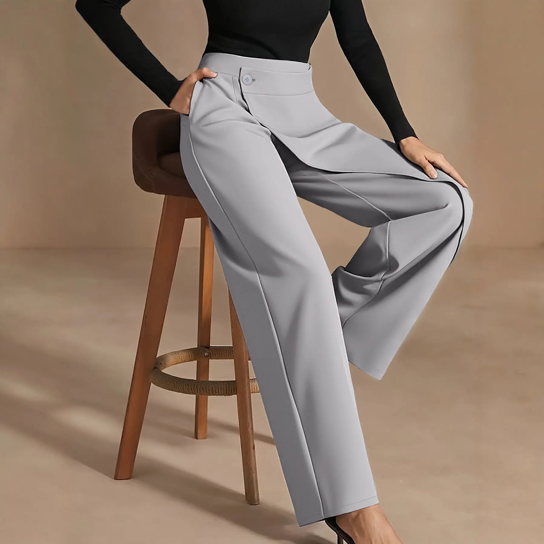 Asymmetrical Draping Suit-Style Casual Pants Aurélia