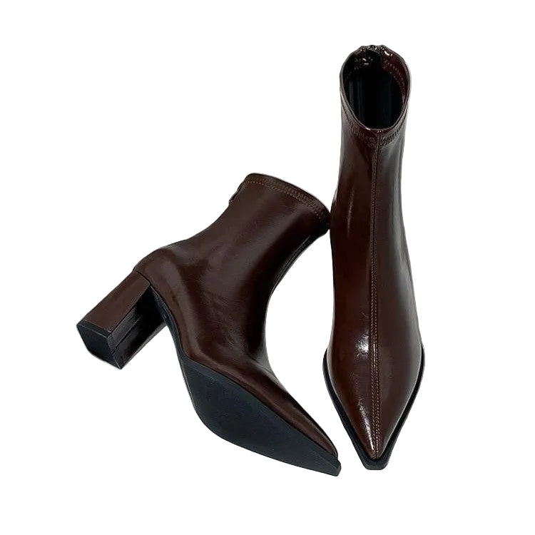 Women's Retro Soft Leather Ankle Boots With Back Zip Aurélia
