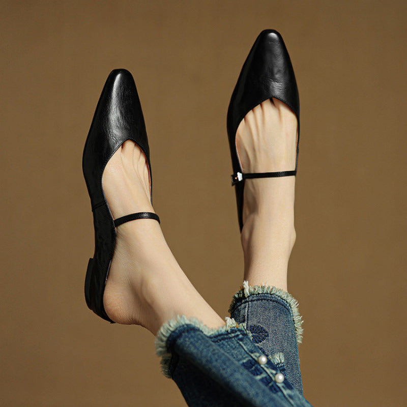 Women's Closed Toe Cowhide Summer Slippers Aurélia