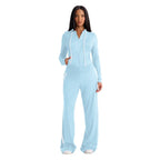Color-Block Hooded Top And Straight Pants Set Aurélia