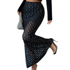 Shimmery Sequin Doublelayer Mesh Highwaist Skirt Aurélia