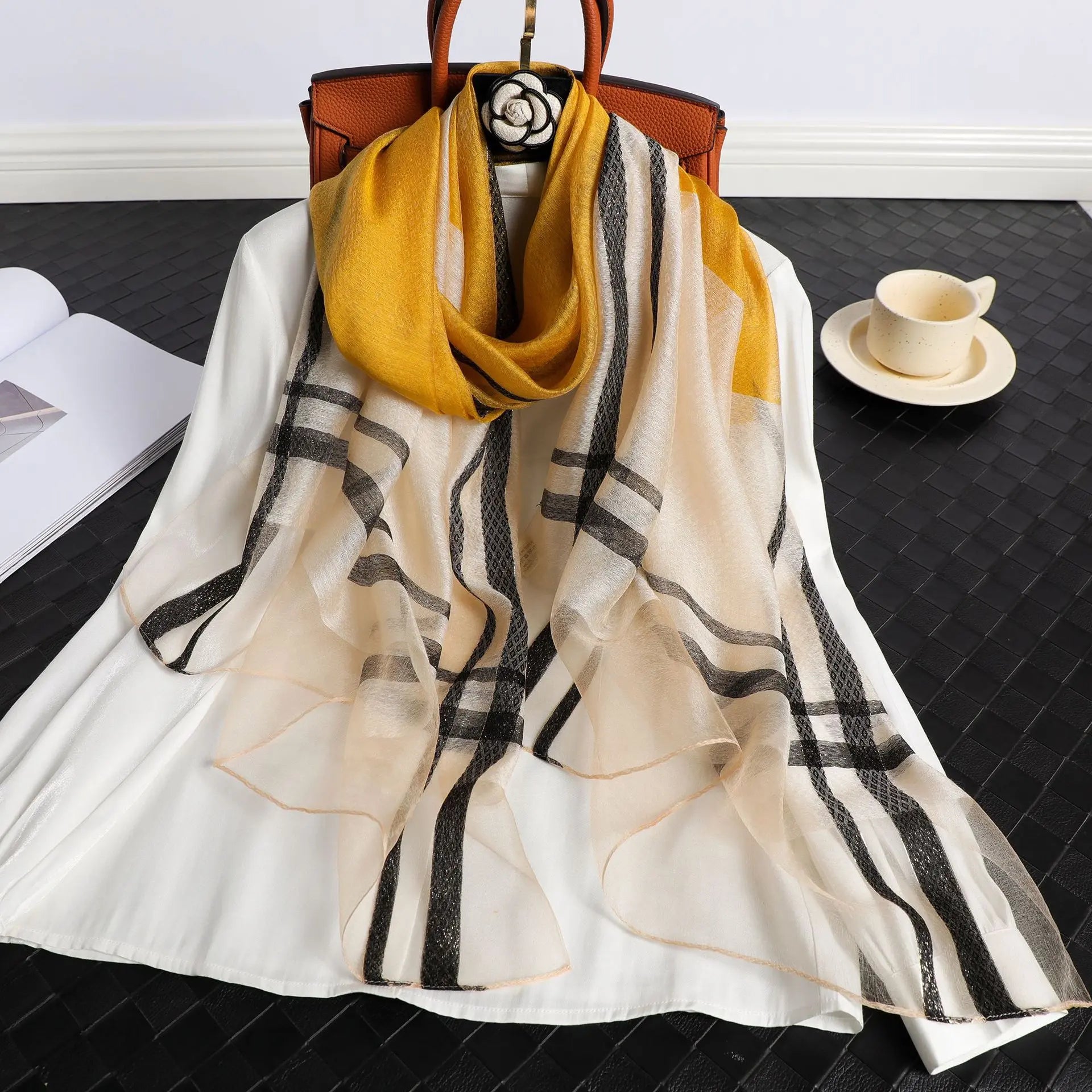 Silk Plaid Scarf Aurélia