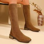 Soft Leather Simple Elegant Elastic Women's Autumn And Winter Flat High Boots Aurélia