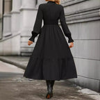 Lantern Long Sleeve V-neck Dress Aurélia