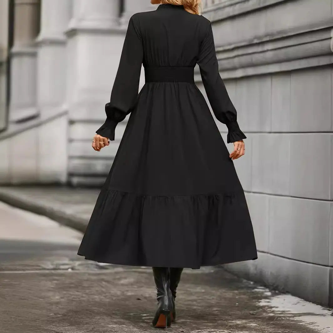 Lantern Long Sleeve V-neck Dress Aurélia