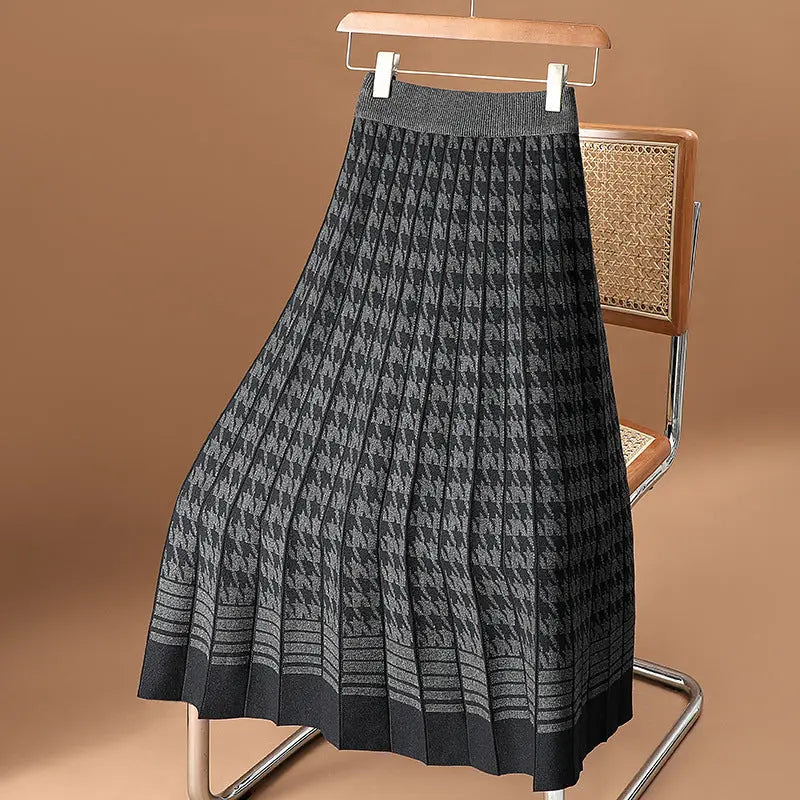 Houndstooth Knit Skirt Aurélia