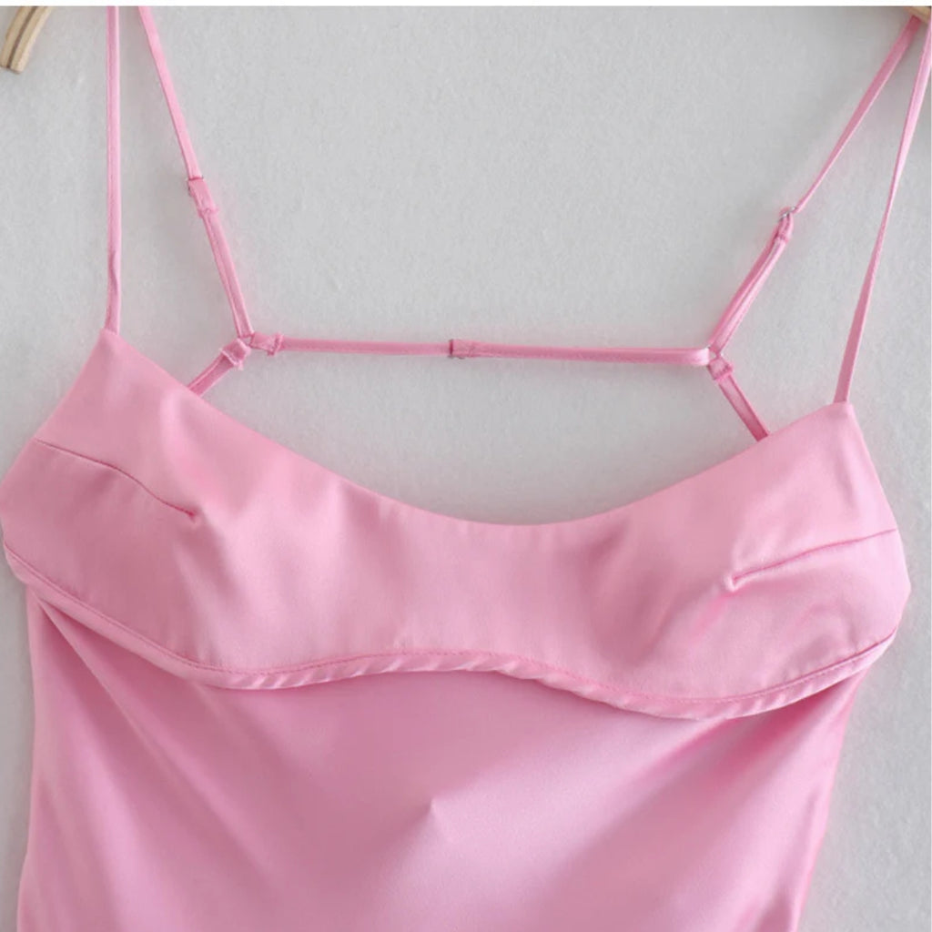 Blush Satin Maxi Dress